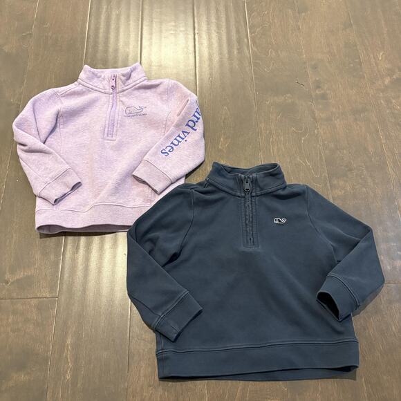 Vineyard Vines Sweatshirt Toddler 3T Navy & Purple Quarter Zip Shep Shirt Lot 2 - Picture 1 of 11